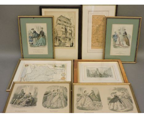 A quantity of engravings and maps, including multiple maps of Rutlandshire, and a pencil sketch