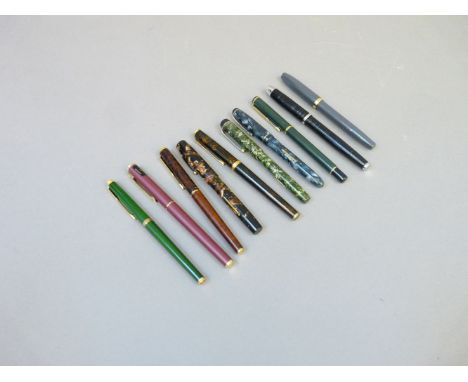 A Parker Premier fountain pen, in thuya lacquer, and nine others, Parker, Waterman, Sheaffer, etc