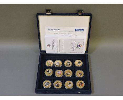 A Diamond Wedding photographic portrait coin collection, in case