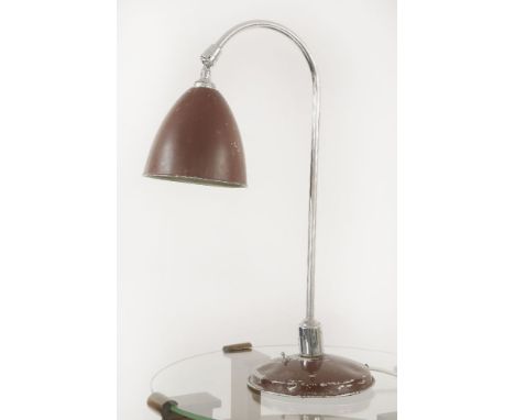 A chrome and painted table lamp, 54cm high