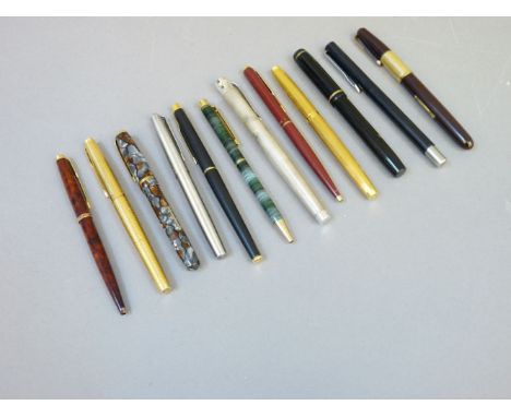 A Parker 75 fountain pen, and ten others, Sheaffer, Waterman, etc