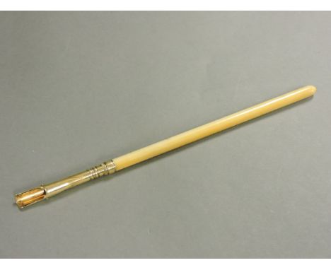A rare and unusual Sampson Mordan & Co dip pen, with 15ct gold mount and ivory shaft, the nib mechanism relates to a Bramah p