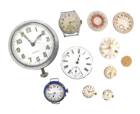 A large quantity of wristwatch and pocket watch components, including movements, ideal for the purposes of repair