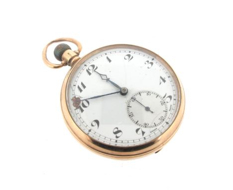 An open face pocket watch by Buren, hallmarked Birmingham 1926. Signed keyless-wind movement with club-tooth lever escapement