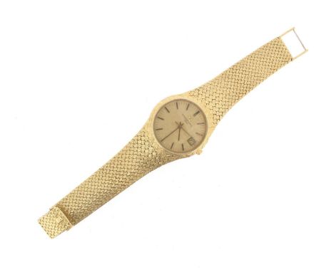 ETERNA - a gentleman's 18ct gold Eternamatic 3003 bracelet watch, champagne dial with gold baton markers, date aperture to th