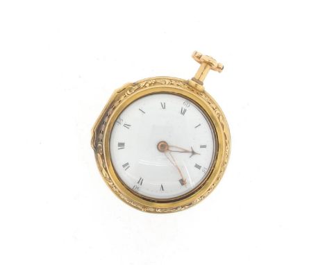 A pair-case repeating pocket watch by Thomas Martin, hallmarked London 1730. Full plate key-wind fusee and chain movement wit