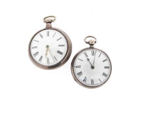 A pair cased pocket watch hallmarked London 1846, unsigned full-plate key-wind  fusee and chain movement with verge escapemen