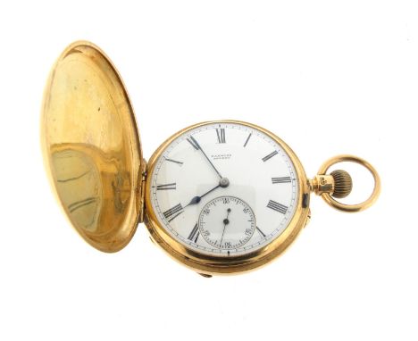 A hunter pocket watch by Barwise London, hallmarked London 1893. Three-quarter plate keyless wind pin-set movement with Engli