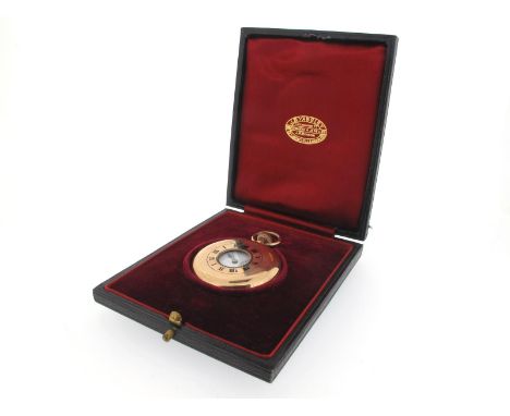 A half-hunter pocket watch by J.B. Yabsley London, Hallmarked Birmingham 1924. Signed keyless-wind  three-quarter plate pin-s