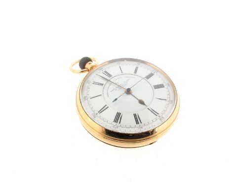 An open face centre-seconds chronograph pocket watch by Thomas Russell Liverpool, hallmarked Chester 1898. Signed keyless-win