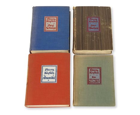 Franz Kafka    Sammlung von 4 Werken. Berlin, Die Schmiede sowie München, K. Wolff 1924-1927. Kafka-Erstausgaben in den Einbä