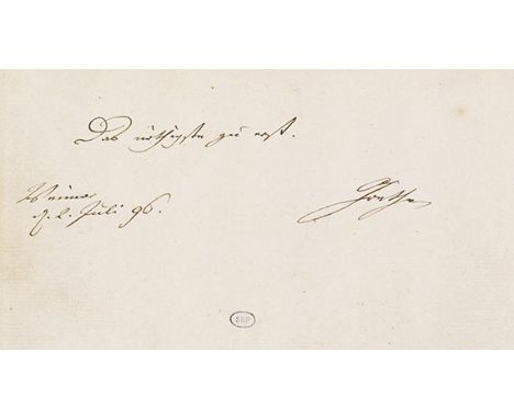 Johann Wolfgang von Goethe   Eigenhändiges Albumblatt mit Unterschrift. Weimar, 2. Juli 1796. • Goethes Devise für stressige 