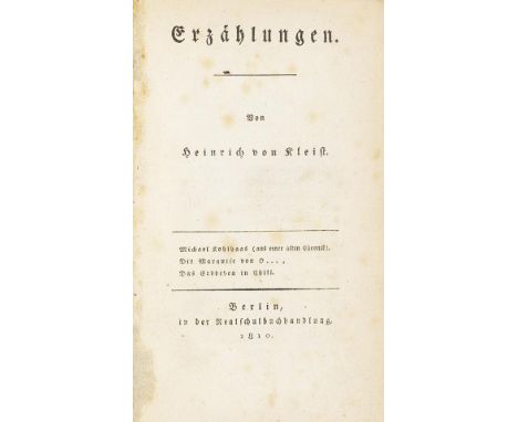 Heinrich von Kleist    Erzählungen. Band I (von 2). Berlin, Realschulbuchhandlung 1810. Erste Ausgabe. Der erste Band der Erz