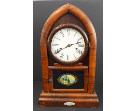 A late 19th century walnut-cased eight-day American mantle clock by EN Welch Manufacturing Co, Connecticut USA: of lancet for