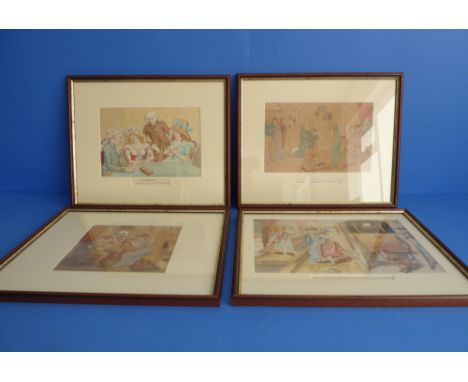 Four similar satirical watercolour studies to include 'Longitude and Latitude of St. Petersburg', 'Peepers in Bond Street or 