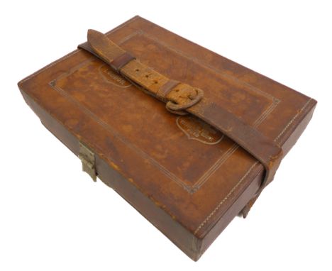 A compact Charles Baker &amp; Co leather vanity-case with two cut-glass jars and three metal containers with hinged lids;&nbs
