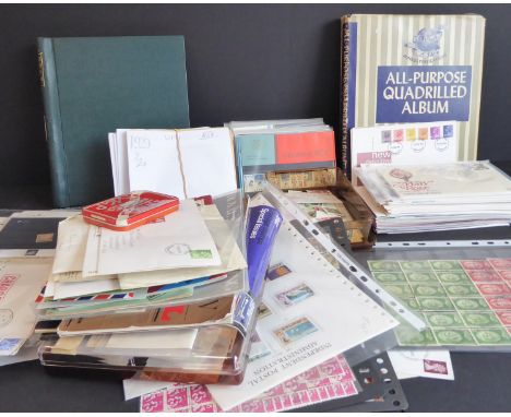A large box of GB and world stamps including several albums. To include stamps from Canada, IoM mint sets, Jersey and Guernse