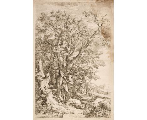 Rosa (Salvator, 1615-1673). The Fall of the Giants, &amp; The Rescue of the Infant Oedipus, 1663, etchings with drypoint, on 