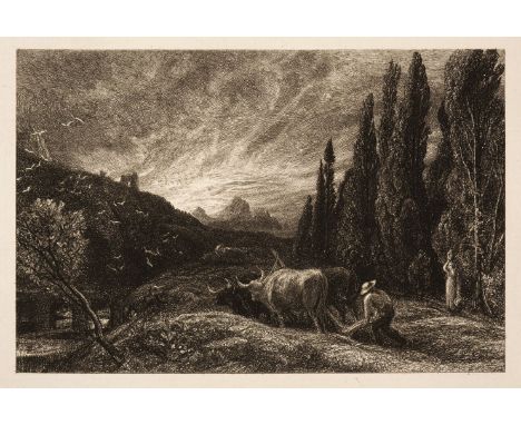 Palmer (Samual, 1805-1881). The Early Ploughman, 1861, etching on pale cream laid paper, with partial shield and crown waterm