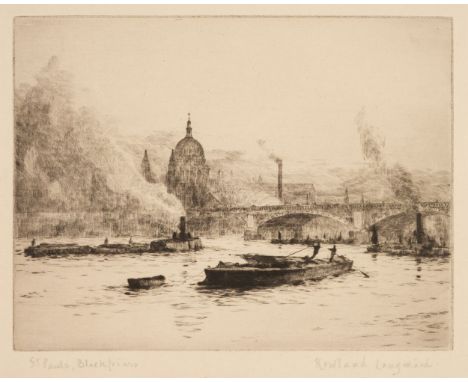 Langmaid (Rowland, 1897-1956). St. Paul's, Blackfriars, etching with drypoint, signed and titled in pencil, limited edition o