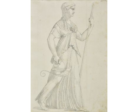 Attributed to Tommaso Minardi (1787-1871). Pallas Athene, &amp; Diana, circa 1823, two pencil line drawings, both numbered wi