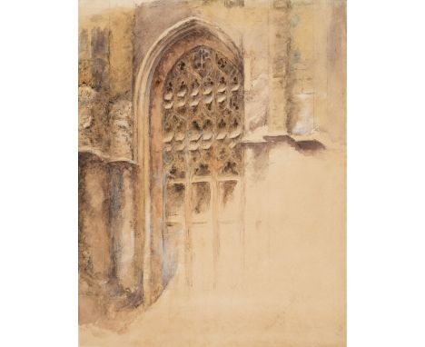 Ruskin (John, 1819-1900). Study of a tracery window, Merton Tower, Oxford, circa 1874-75, watercolour with pencil and bodycol
