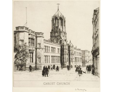 Fairclough (Wilfred R. E., 1907-1996). Christ Church, Magdalen Bridge &amp; The Gooseman of Nuremburg, etching, depicting Chr