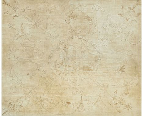 Embroidered panel. A large whitework panel, British, circa 1580-1620, stitched in cream and light brown threads on a cream li