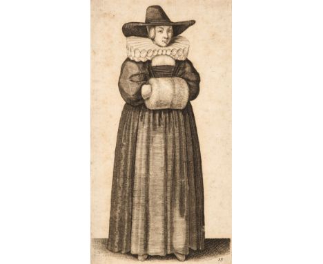 Hollar (Wenceslaus, 1607-1677). Five Hunting Horns, 1647, etching on fine laid paper with a circular watermark, a fine, delic