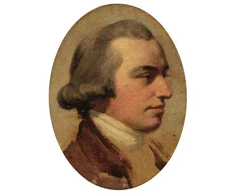 Attributed to James Northcote (1746-1831). Portrait of a Gentleman in Profile, oil on canvas laid onto stiff card, early fain