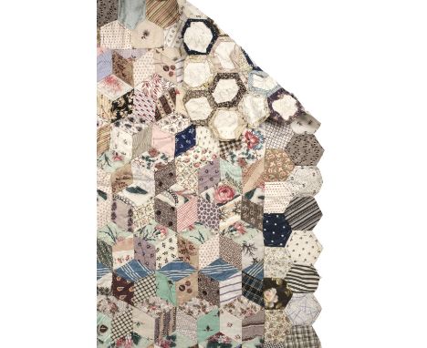 Quilts. A large piece of patchwork, late 19th/early 20th century, unfinished piece of polychrome patchwork, composed of print