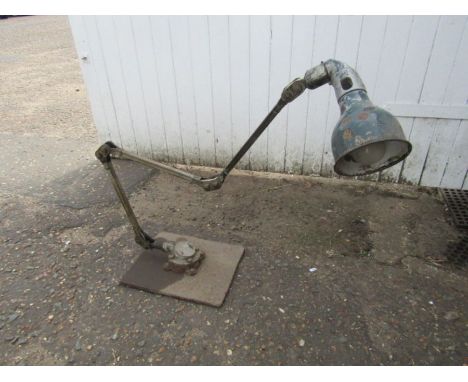 Vintage adjustable industrial lamp with enamel shade (needs re-wiring)&nbsp;