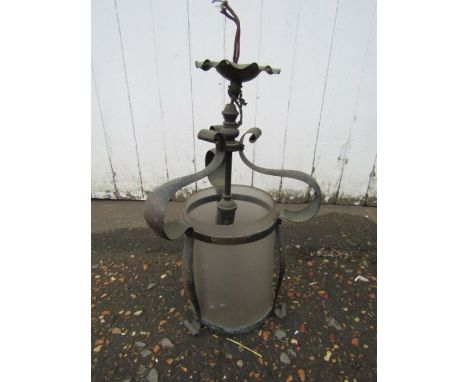 Vintage copper light fitting with glass shade&nbsp;
