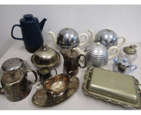 Thermal teapots, retro kettle (no lead- for display only) pewter and plate table ware