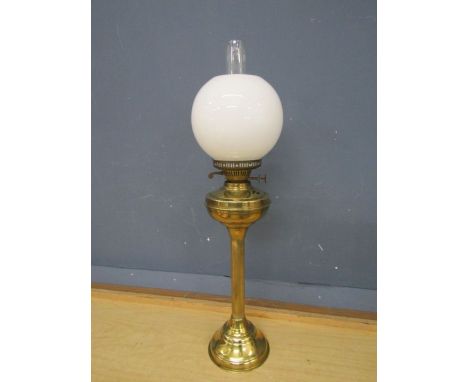 Brass oil lamp with glass shade&nbsp;