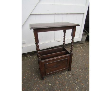 Oak Arts &amp; Crafts style magazine rack/table with barley twist legs H68cm W50cm D30cm approx&nbsp;