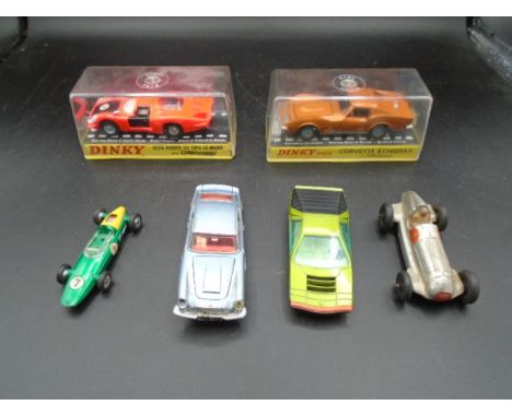 Collection of 6 Dinky Diecast Model Cars to include: Alfa Romeo 33 Tipo Le-Mans with SpeedWheels (boxed) and Corvette Stingra