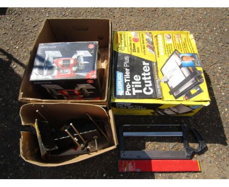 A new bench grinder, tile cutters and mitre saw