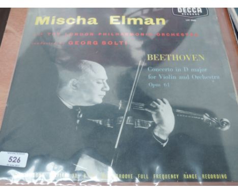 Rare Mischa Elman LP - DECCA Records LXT 5068 - Gold Print - Beethoven concerto in D major for violin and Orchestra. Opus 61