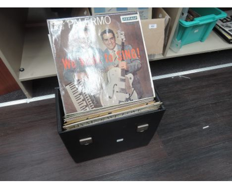 A vintage record case of Lps, mixed genre