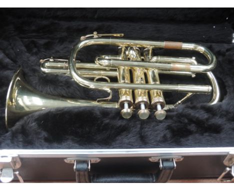 An Amati Kraslice brass Cornet, ACR 211, cased with mouthpiece