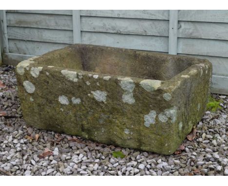 Sandstone rectangular garden planter, 55cm x 37cm x 24cm high