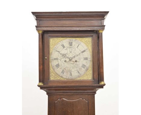 George III oak-cased 8-day longcase clock, 12-inch square dial signed 'Ashton, Macclesfield', chapter ring with Roman hours a