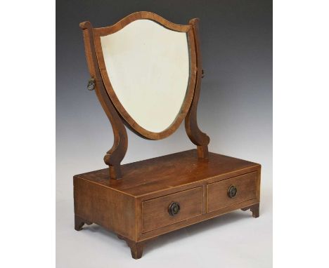 Early 19th century mahogany dressing table mirror with two fitted drawers, on bracket feet, 46cm x 27cm x 64cm high 