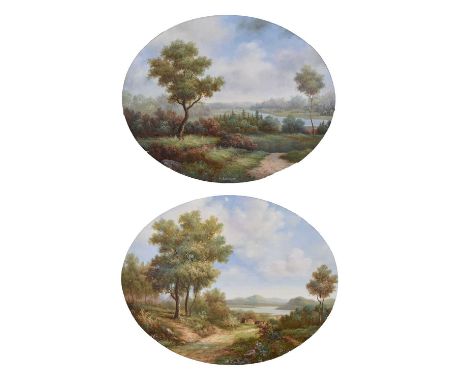 K. Bassenger - Pair of oval oil on board - Rural landscapes, both signed, 39cm x 48cm, in gilt framesHenry Buckland Fine Art 