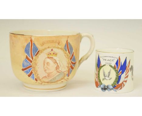 Late 19th century Queen Victoria Diamond Jubilee 1897 commemorative cup, together with Aynsley post First World War 'To Comme