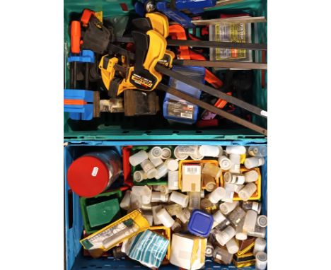 A collection of Bench bar clamps, various sizes, together with a quantity of loose nuts, bolts, washers, screws, nails etc (2