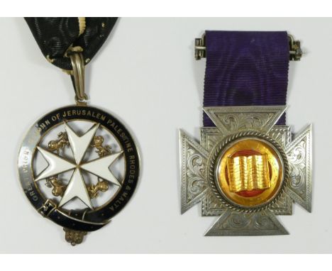 A silver gilt and enamel Masonic jewel, Great Priory St. John of Jerusalem, Palestine, Rhodes and Malta, Birmingham 1931, and