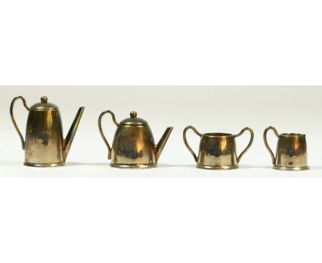 A silver miniature four piece tea and coffee service, Birmingham 1979, 42gm 