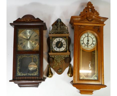 A manual wind Atlas wall clock, 8 day German movement, together with four Vienna style wall clocks, (5) 